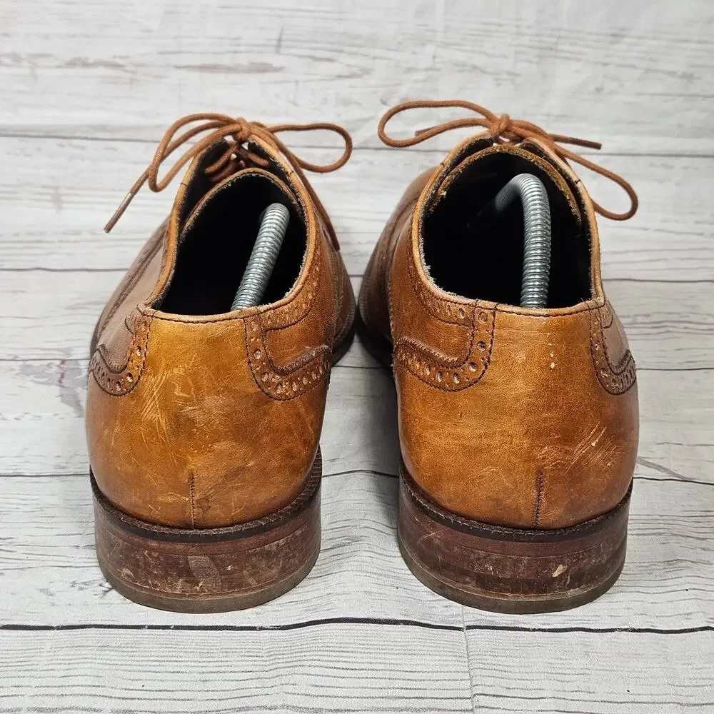 Cole Haan Men's Cognac Leather Wingtip Oxford Dress Shoes Size 12 M